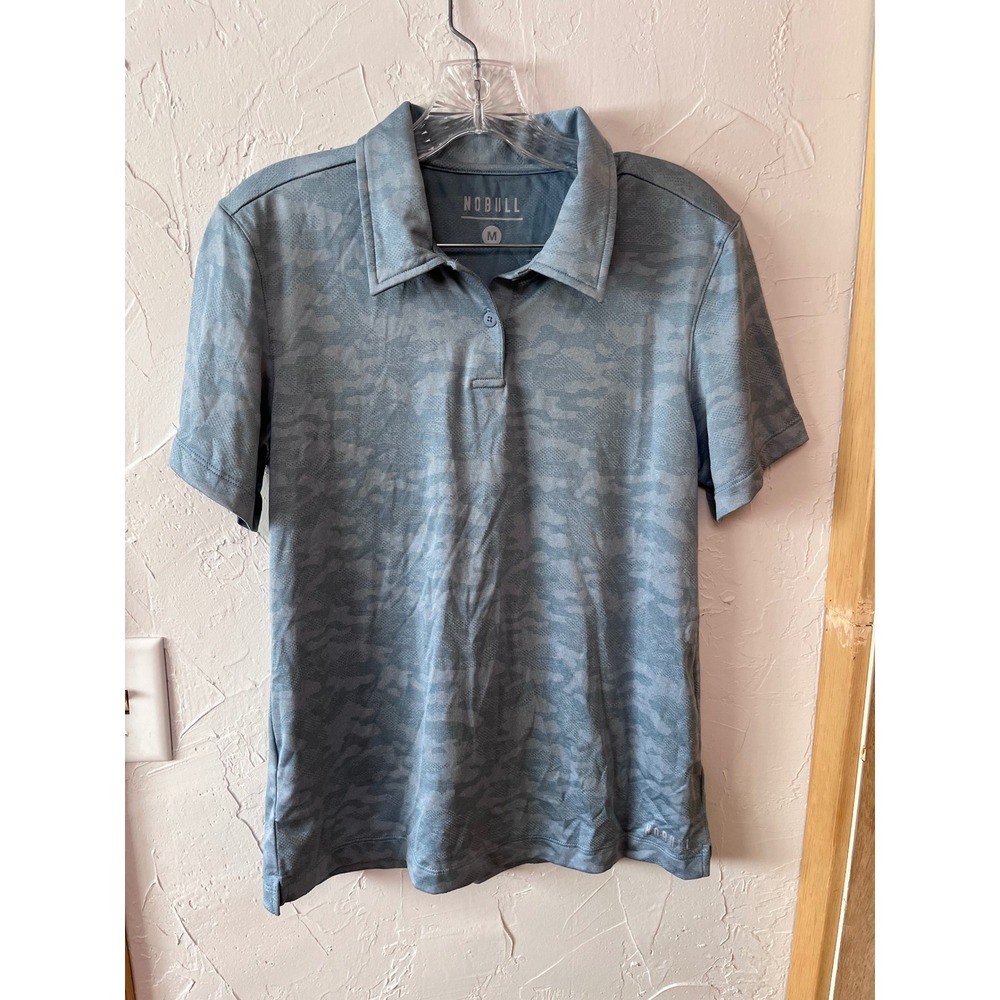 NOBULL Camo Polo Shirt Men's Size M Blue Short Sleeve Performance Golf Athletic‎
